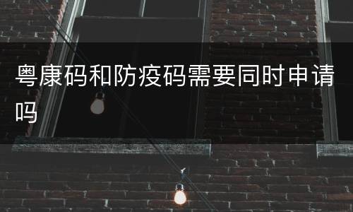 粤康码和防疫码需要同时申请吗