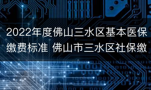 2022年度佛山三水区基本医保缴费标准 佛山市三水区社保缴费标准