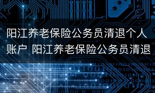 阳江养老保险公务员清退个人账户 阳江养老保险公务员清退个人账户多少