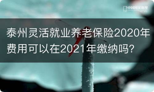 泰州灵活就业养老保险2020年费用可以在2021年缴纳吗？
