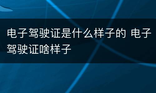 电子驾驶证是什么样子的 电子驾驶证啥样子