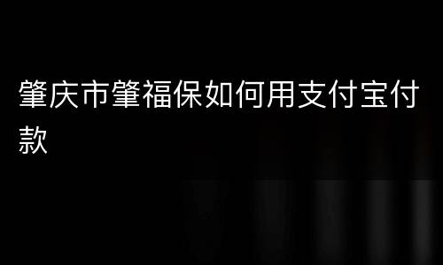 肇庆市肇福保如何用支付宝付款