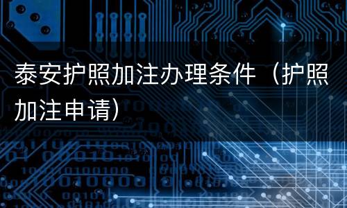 泰安护照加注办理条件（护照加注申请）