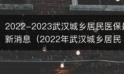 2022-2023武汉城乡居民医保最新消息（2022年武汉城乡居民医保）