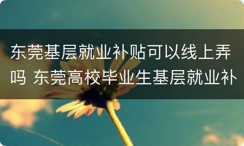 东莞基层就业补贴可以线上弄吗 东莞高校毕业生基层就业补贴一般什么时候到账