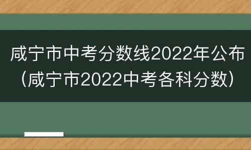 咸宁市中考分数线2022年公布（咸宁市2022中考各科分数）