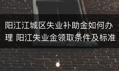 阳江江城区失业补助金如何办理 阳江失业金领取条件及标准