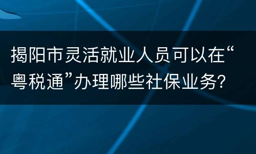 揭阳市灵活就业人员可以在“粤税通”办理哪些社保业务？