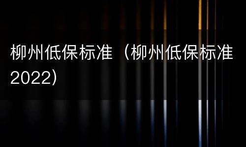 柳州低保标准（柳州低保标准2022）