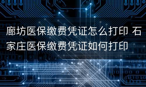 廊坊医保缴费凭证怎么打印 石家庄医保缴费凭证如何打印