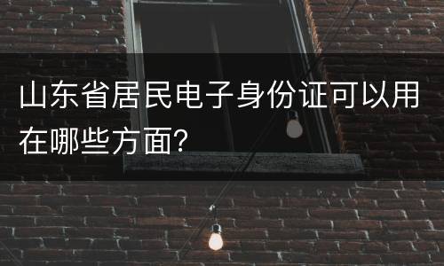 山东省居民电子身份证可以用在哪些方面？