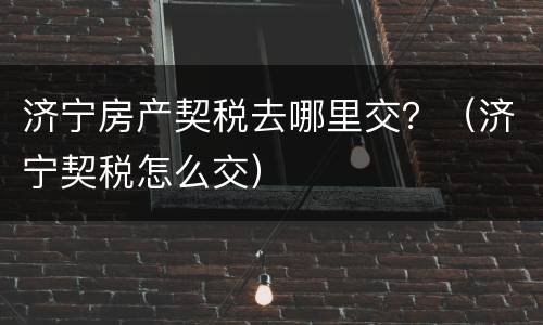 济宁房产契税去哪里交？（济宁契税怎么交）