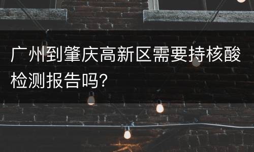 广州到肇庆高新区需要持核酸检测报告吗？