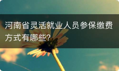 河南省灵活就业人员参保缴费方式有哪些？