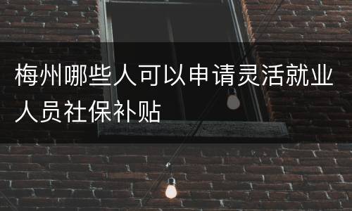 梅州哪些人可以申请灵活就业人员社保补贴