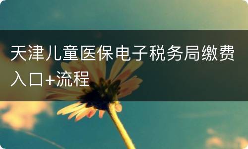 天津儿童医保电子税务局缴费入口+流程