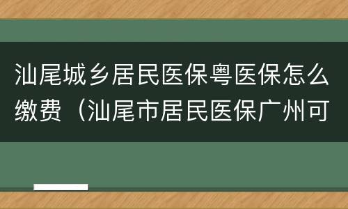 汕尾城乡居民医保粤医保怎么缴费（汕尾市居民医保广州可报销吗）