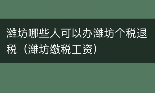 潍坊哪些人可以办潍坊个税退税（潍坊缴税工资）