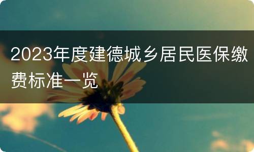 2023年度建德城乡居民医保缴费标准一览