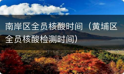 南岸区全员核酸时间（黄埔区全员核酸检测时间）