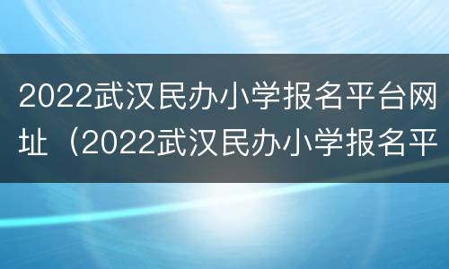 2022武汉民办小学报名平台网址（2022武汉民办小学报名平台网址下载）