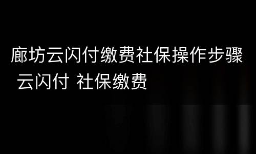 廊坊云闪付缴费社保操作步骤 云闪付 社保缴费