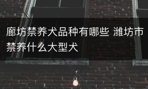 廊坊禁养犬品种有哪些 潍坊市禁养什么大型犬
