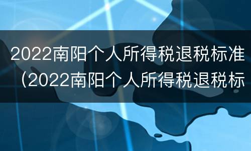2022南阳个人所得税退税标准（2022南阳个人所得税退税标准表）