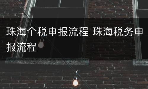 珠海个税申报流程 珠海税务申报流程