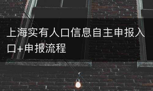 上海实有人口信息自主申报入口+申报流程
