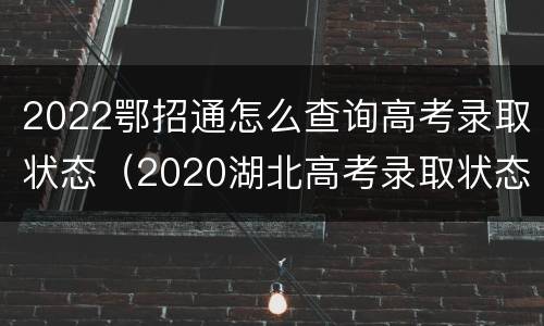 2022鄂招通怎么查询高考录取状态（2020湖北高考录取状态查询）
