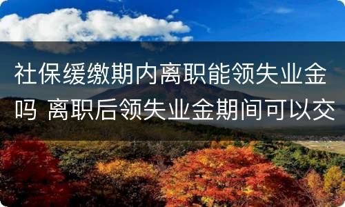 社保缓缴期内离职能领失业金吗 离职后领失业金期间可以交社保吗