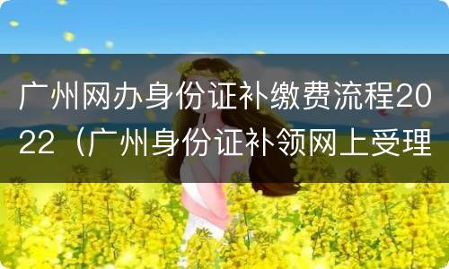 广州网办身份证补缴费流程2022（广州身份证补领网上受理平台）