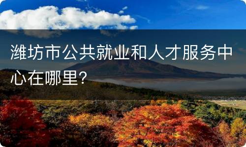 潍坊市公共就业和人才服务中心在哪里？