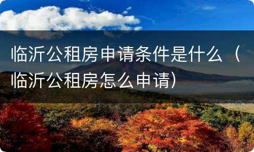 临沂公租房申请条件是什么（临沂公租房怎么申请）
