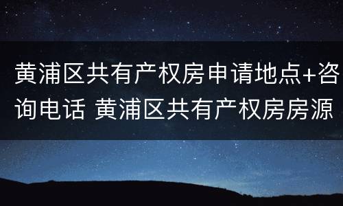 黄浦区共有产权房申请地点+咨询电话 黄浦区共有产权房房源在哪里