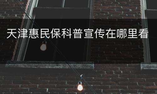 天津惠民保科普宣传在哪里看