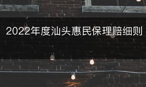 2022年度汕头惠民保理赔细则