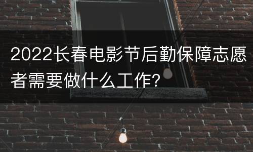 2022长春电影节后勤保障志愿者需要做什么工作？