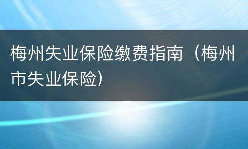 梅州失业保险缴费指南（梅州市失业保险）