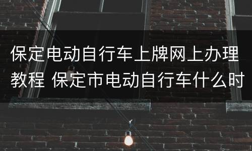 保定电动自行车上牌网上办理教程 保定市电动自行车什么时候上牌照?