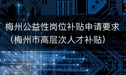 梅州公益性岗位补贴申请要求（梅州市高层次人才补贴）