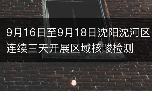 9月16日至9月18日沈阳沈河区连续三天开展区域核酸检测