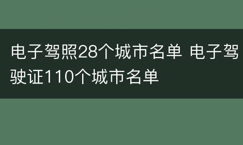 电子驾照28个城市名单 电子驾驶证110个城市名单