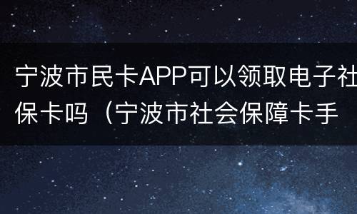 宁波市民卡APP可以领取电子社保卡吗（宁波市社会保障卡手机上怎么缴费）