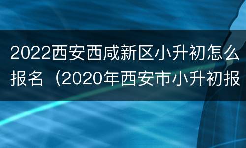 2022西安西咸新区小升初怎么报名（2020年西安市小升初报名流程）