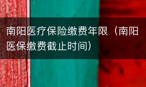 南阳医疗保险缴费年限（南阳医保缴费截止时间）