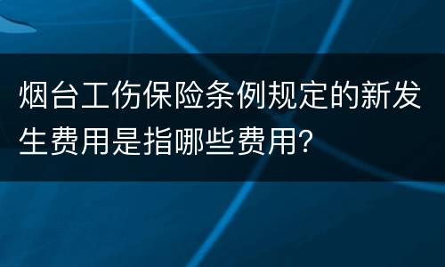 烟台工伤保险条例规定的新发生费用是指哪些费用？