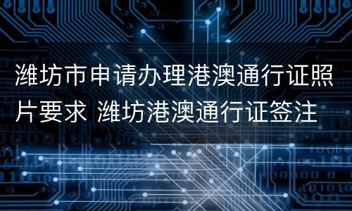 潍坊市申请办理港澳通行证照片要求 潍坊港澳通行证签注