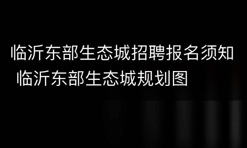 临沂东部生态城招聘报名须知 临沂东部生态城规划图